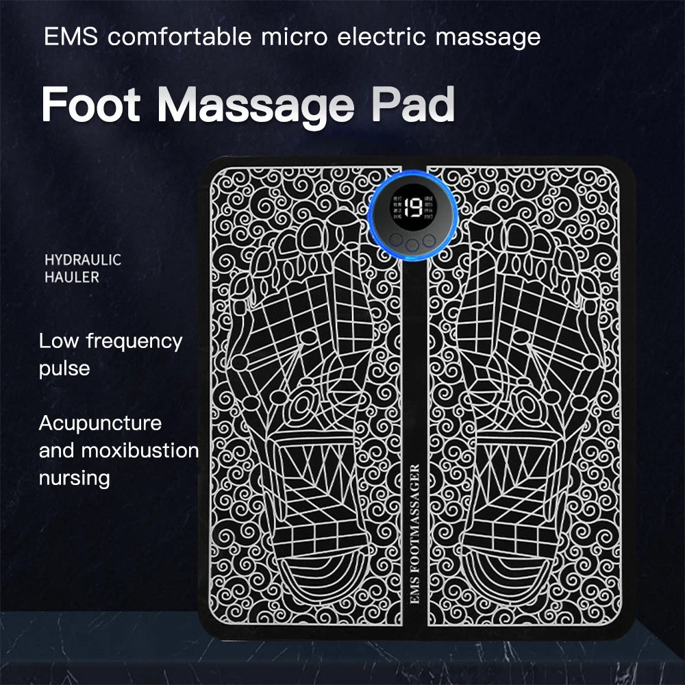 Electric Foot Massager Pad – EMS Pulse Muscle Stimulation Device for Pain Relief and Relaxation