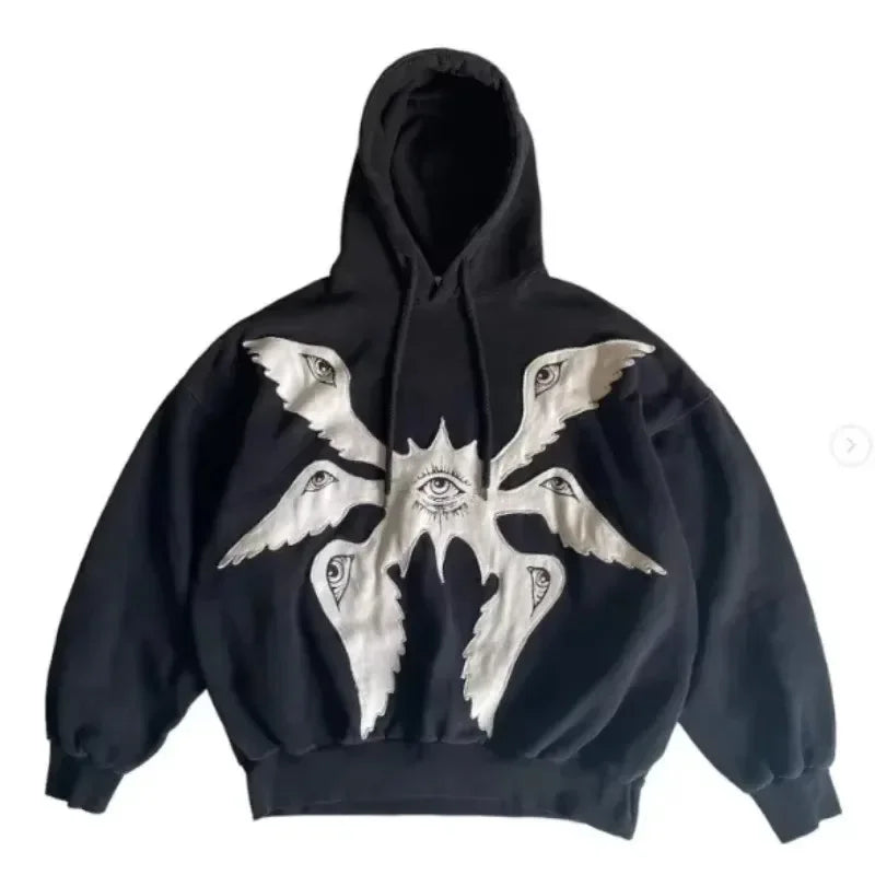 Vintage 90s Style Zip-Up Hoodie, Unisex Oversized Harajuku Streetwear Jacket with Long Sleeves