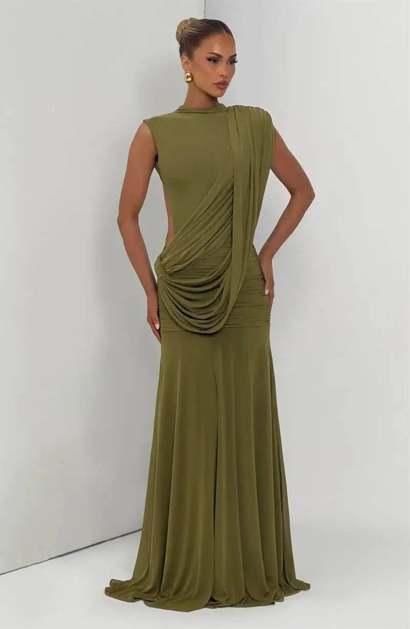 Mozision High Neck Backless Mermaid Maxi Dress