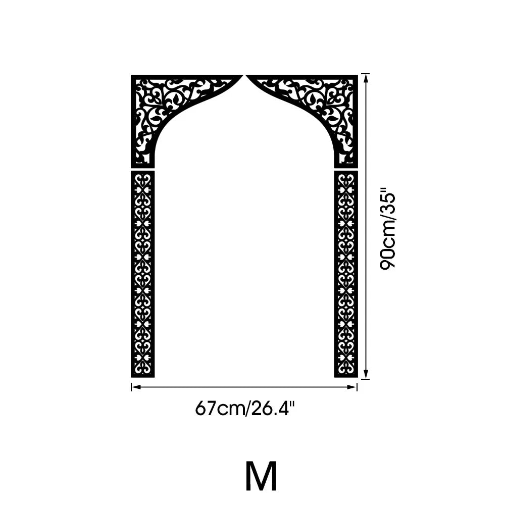 Islamic Arch Mirror Wall Sticker – Gold Acrylic 3D Mosque Frame Decal with Geometric Pattern for Ramadan & Eid Decor