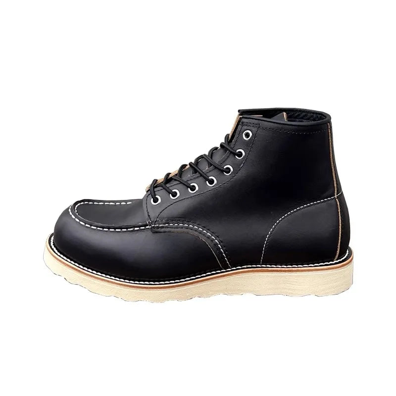 Men’s Leather Work Boots – Durable Full-Grain Leather with Goodyear-Welt Construction
