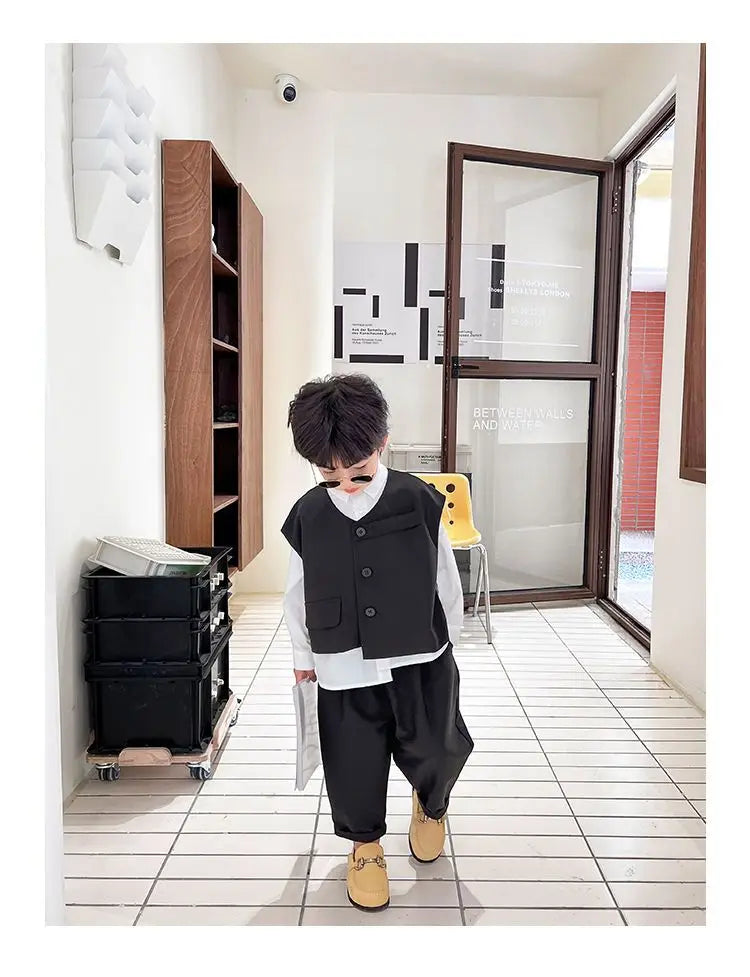 Boys 3-Piece Streetwear Clothing Set — Vest, Top & Pants