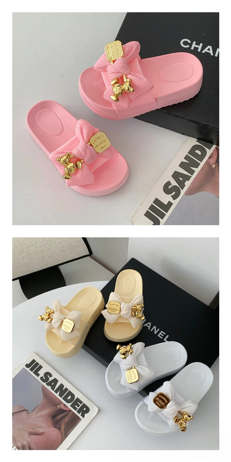 Fashion Girls’ Slippers – Simple Children’s Shoes with Thick Soles, Anti-Slip Design