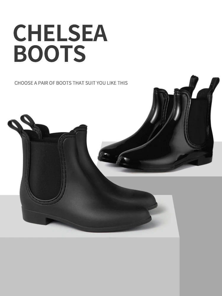 Women’s Chelsea Rain Boots – Waterproof, Anti-Slip, Comfortable Garden Shoes with Fashion Rubber Sole (2025 Style)
