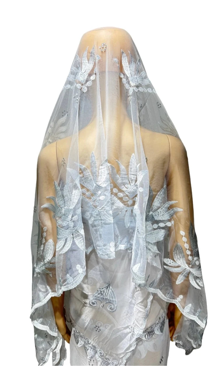 Women's Embroidered Voile Hijab Scarf