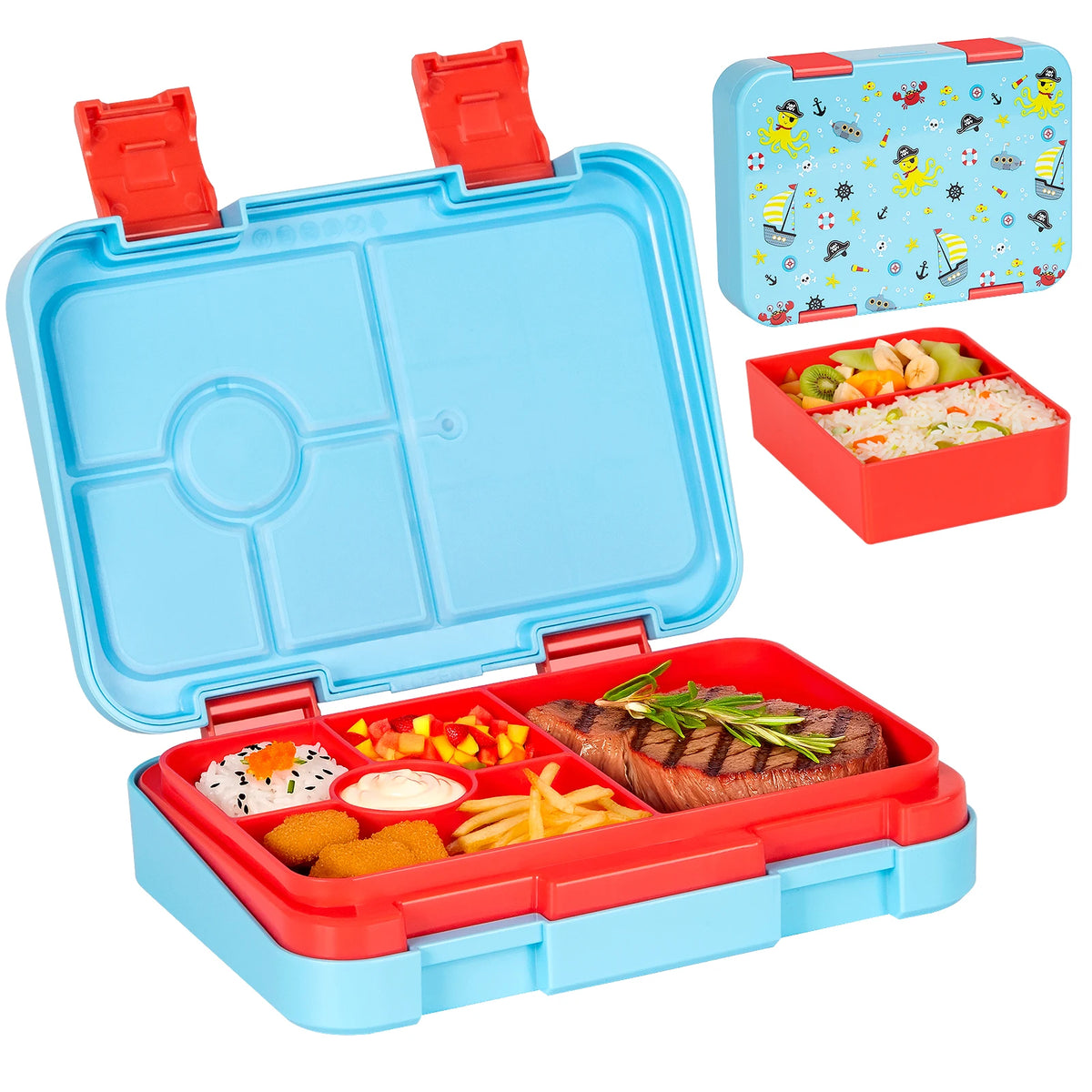 Cartoon Printed Microwavable Bento Lunch Box with 5 Compartments