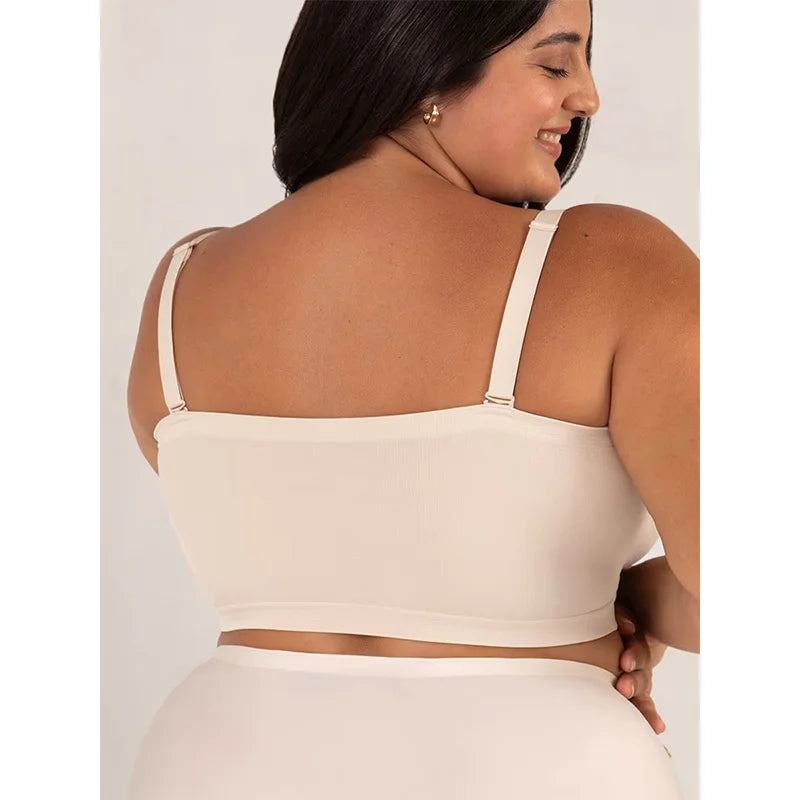 Women's Strapless Wireless Shaping Bra with Fixed Cups, Adjustable & Removable Straps, Stay-Put Silicone Grip, Seamless Everyday Support