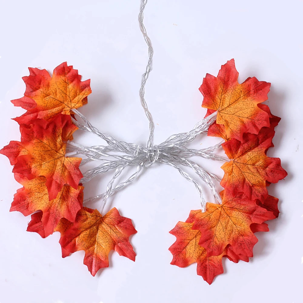 Autumn Maple Leaf LED Garland String Lights for Halloween & Christmas