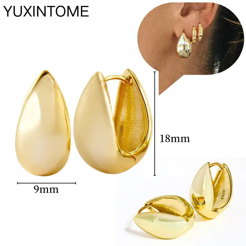 925 Sterling Silver Multi-Turn Hoop Earrings with White Zircon, Fashion Punk Jewelry for Women