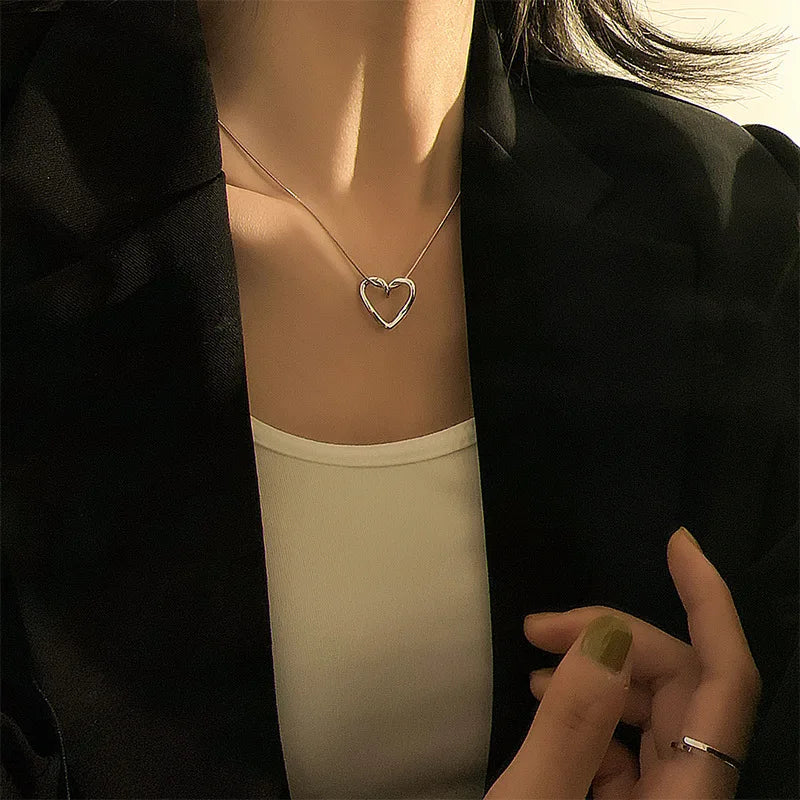 YWZIXLN Trend Elegant Jewelry Big Heart Pendant Necklace Geometry Chain Unquie Women Valentine's Fashion Necklace Wholesale N428