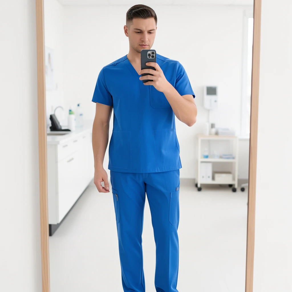 Medical Scrubs Set – V-Neck Top & Pants for Men and Women