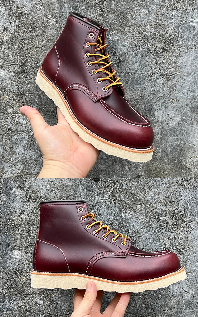 Men’s Leather Work Boots – Durable Full-Grain Leather with Goodyear-Welt Construction