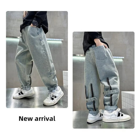 Children's Retro Loose Straight Jeans – Wide Leg Denim Pants for Boys & Girls | Spring/Autumn