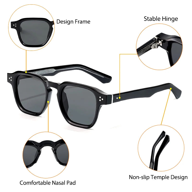 HBK Square Gradient Sunglasses — UV400 Vintage Style for Men