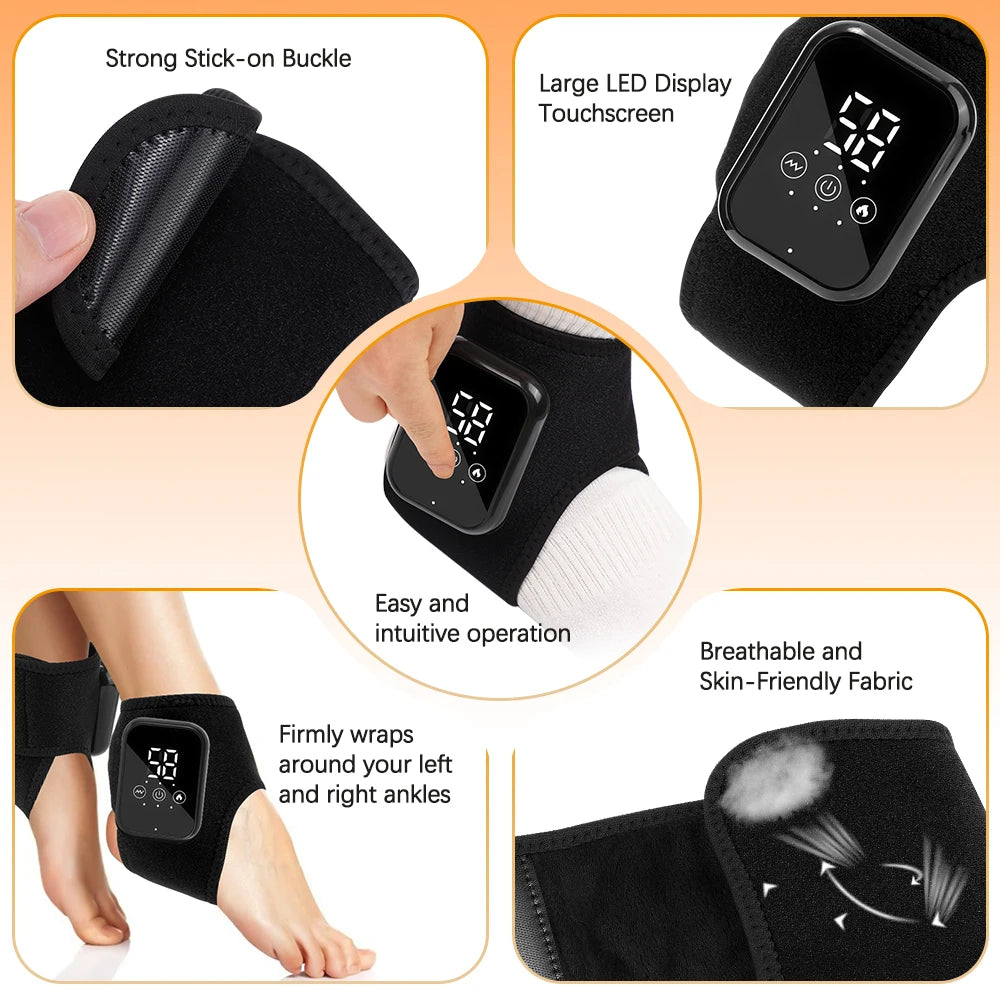 Smart Heated Foot & Ankle Massager – Adjustable Compression & Multi-Speed Vibration for Relaxation and Recovery