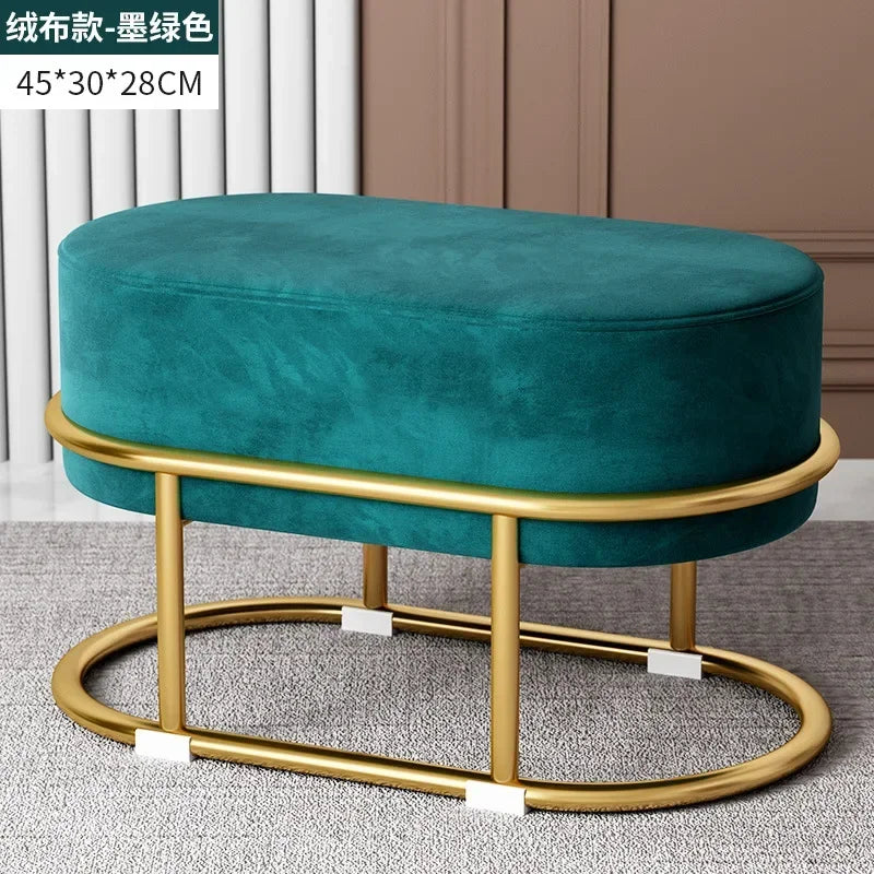 Seating Living Room Fabric Craft Shoe Changing Stool Home Doorway Sofa Stool Oval Rest Stool