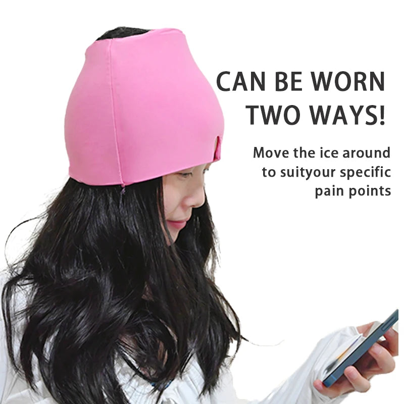 Reusable Gel Ice Therapy Cap, Cooling Head Wrap and Eye Mask for Headaches & Migraines