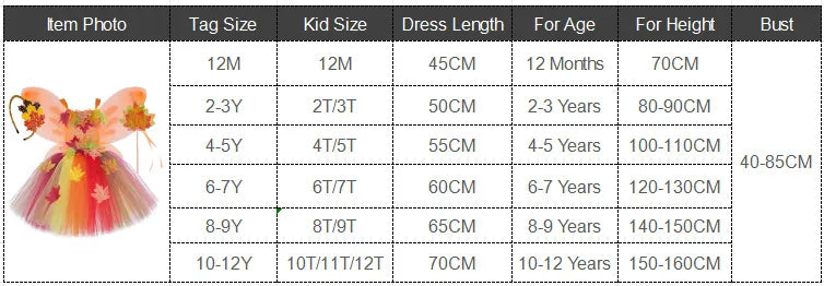 Girls' Autumn Maple Leaf Fairy Costume Dress