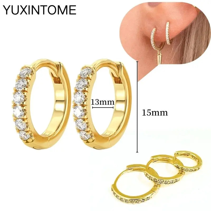 925 Sterling Silver Multi-Turn Hoop Earrings with White Zircon, Fashion Punk Jewelry for Women