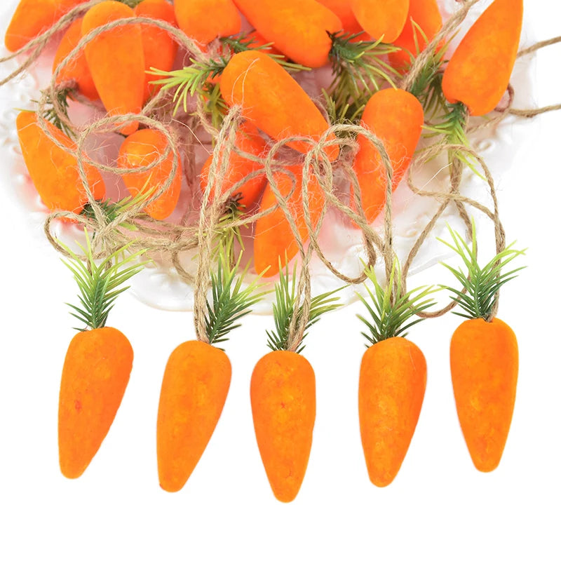 10pcs Easter Carrots Ornament Decorations For Home DIY Foam Carrot Hanging Pendant Spring Easter Party Supplies Kids Toys Gift