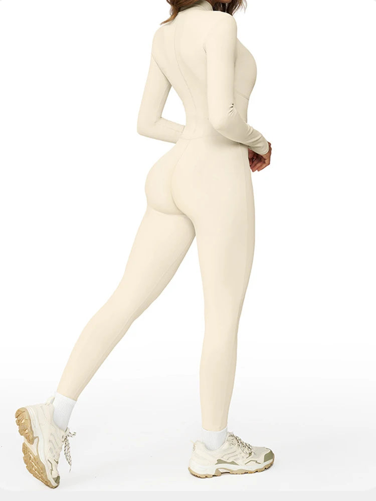 Women’s Warm Plush Winter Jumpsuit One-Piece Tracksuit – Long Sleeve Fitness Bodysuit for Gym, Skiing & Outdoor Wear