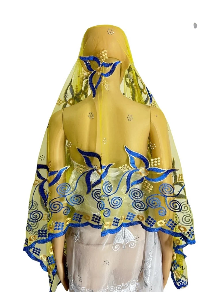 Women's Embroidered Voile Hijab Scarf
