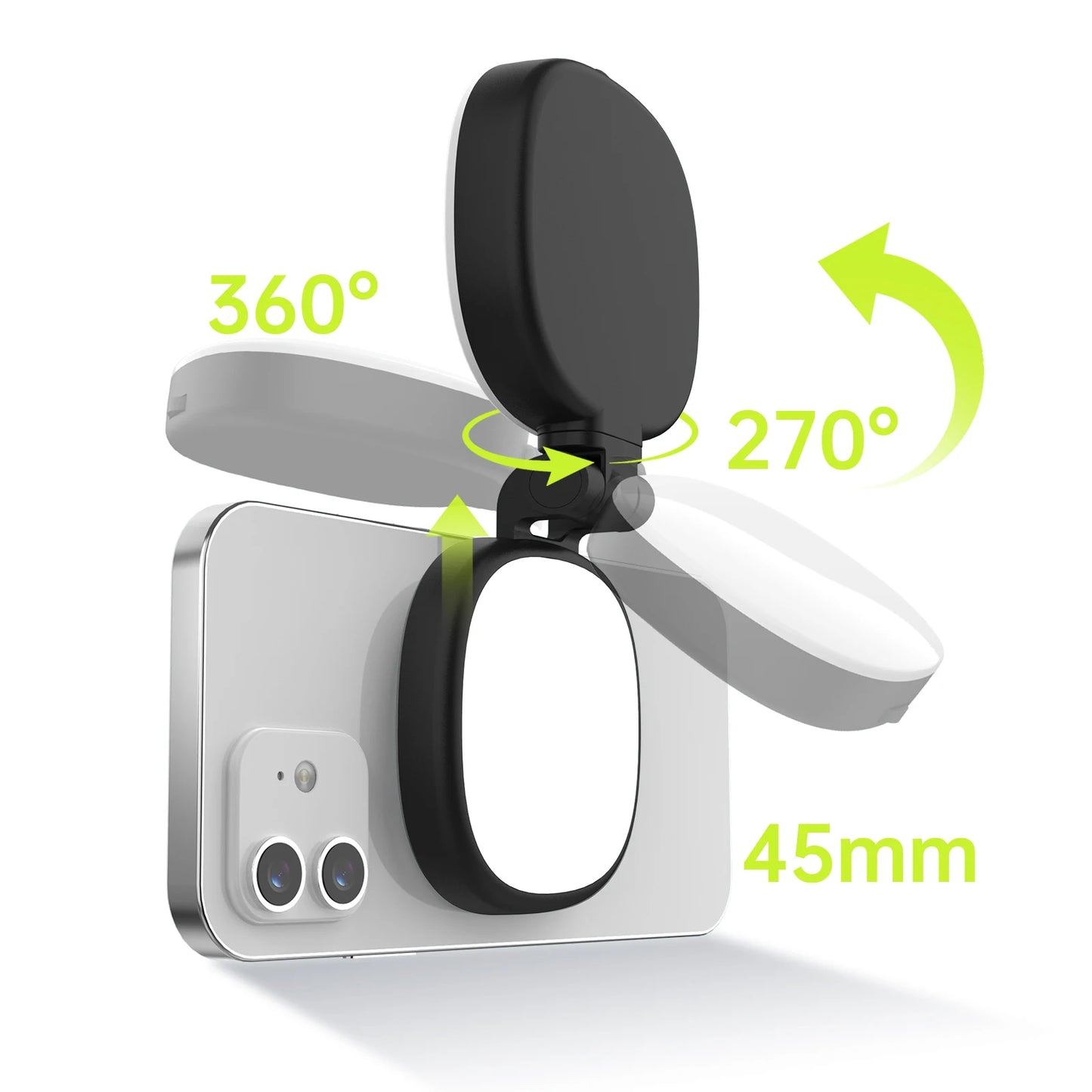 Magnetic Selfie Mirror Fill Light for Mobile Phones – Dual-Color Adjustable Reversible Stand