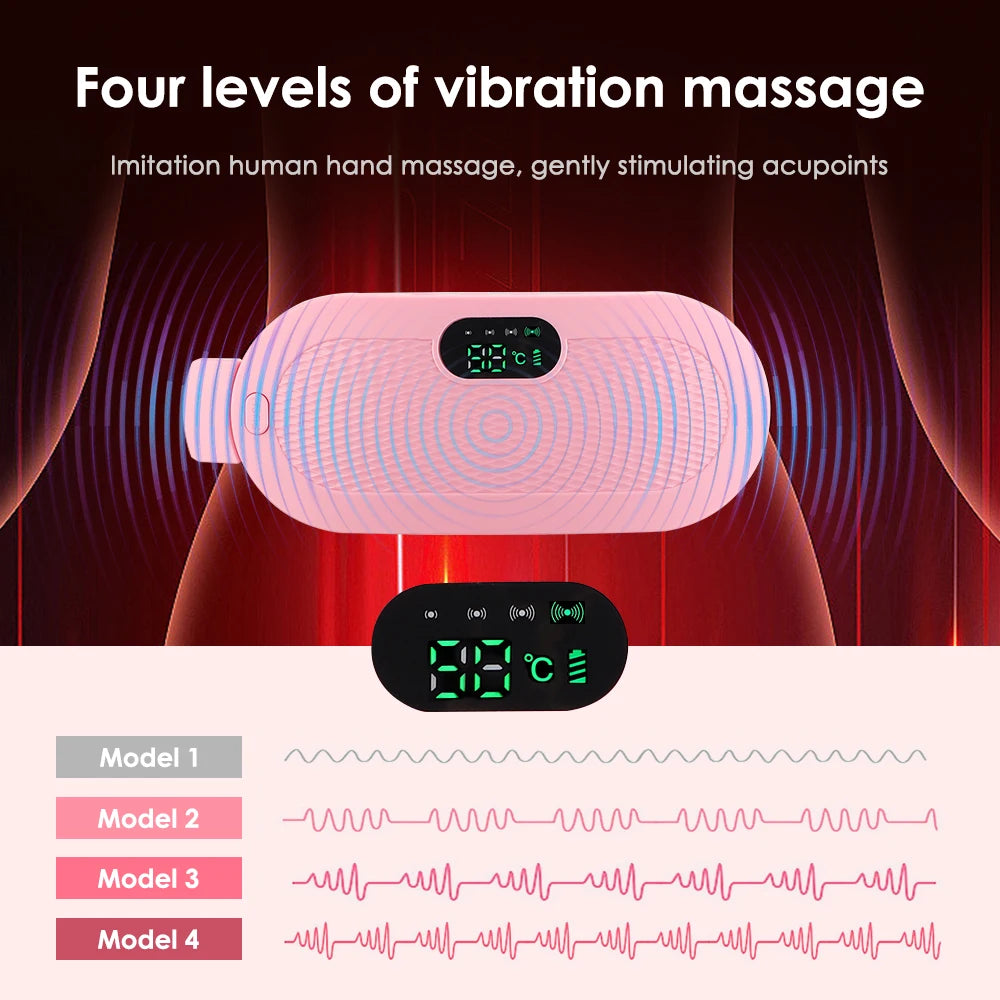 Electric Heating Pad & Menstrual Cramp Massager Belt – Vibration & Heat Therapy for Period Pain Relief