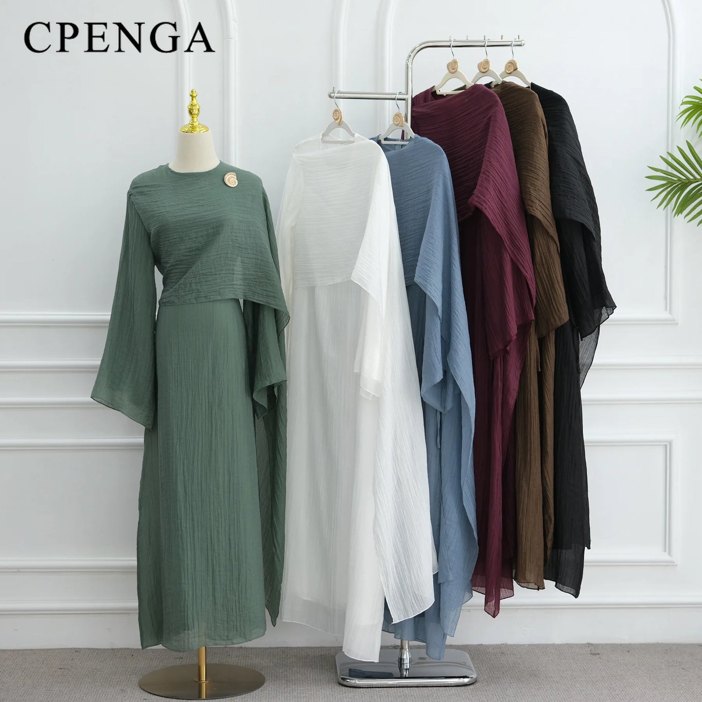 Women’s Two-Piece Modest Cardigan Set – Elegant Middle East Islamic Abaya Dress for Ramadan & Eid