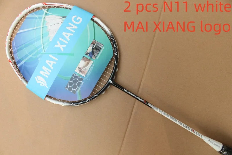 2PCS MAI XIANG-N11 Professional Badminton Rackets – 30 LBS Nano Carbon, High-End Offensive Racquets for Advanced Players