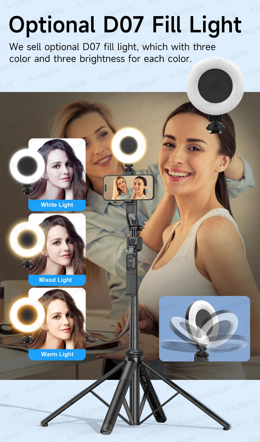 AI Face-Tracking Selfie Stick Tripod with Bluetooth Remote