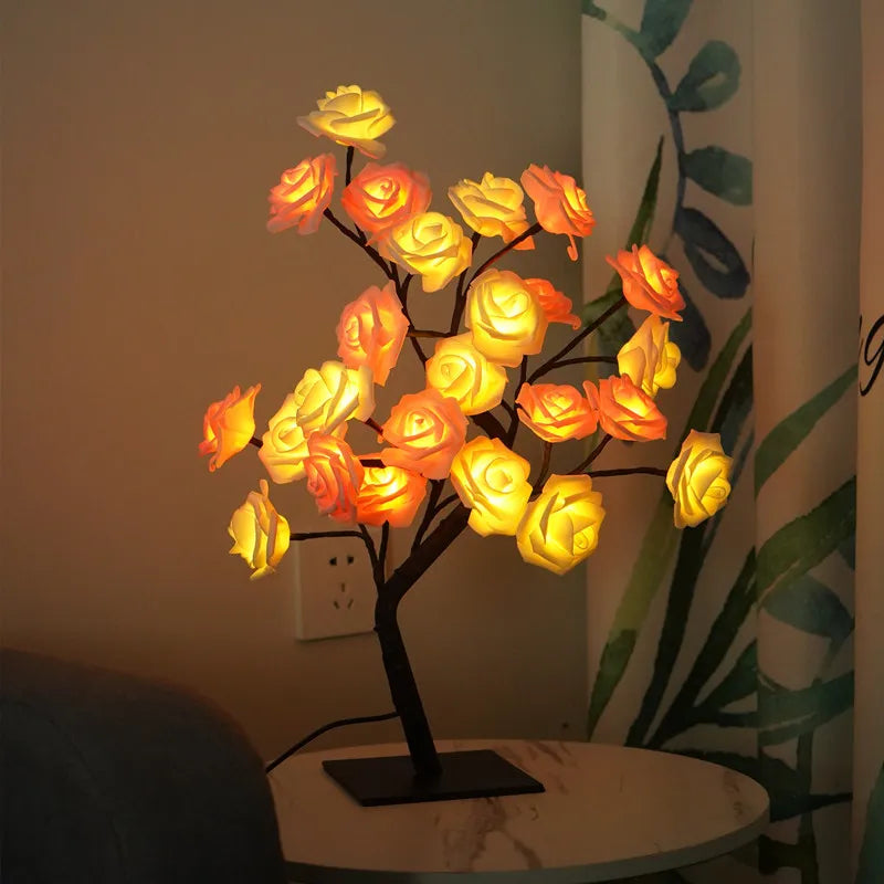 24 LED Rose Lamp, Rose Light Tree Table Top Decorations for Wedding Mother's Day Valentine’s Day Decorations, Gift for Girls Mom