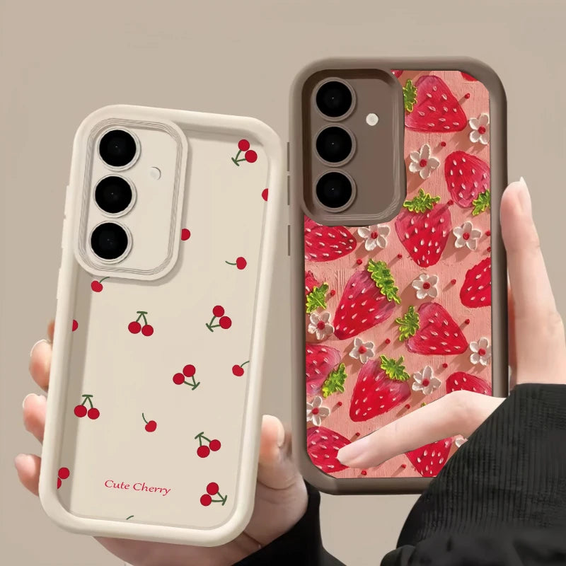 Cute Strawberry Cherry Silicone Phone Case for Motorola