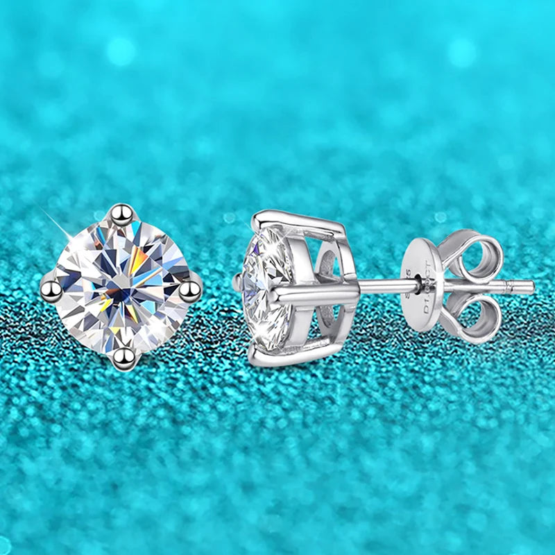 Moissanite Stud Earrings – S925 Sterling Silver Platinum-Plated Unisex Earrings