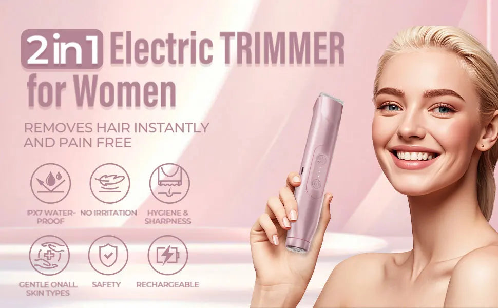 Electric Shaver for Women – 2-in-1 Epilator & Razor | Painless Hair Removal for Body, Legs, Face, Bikini & More