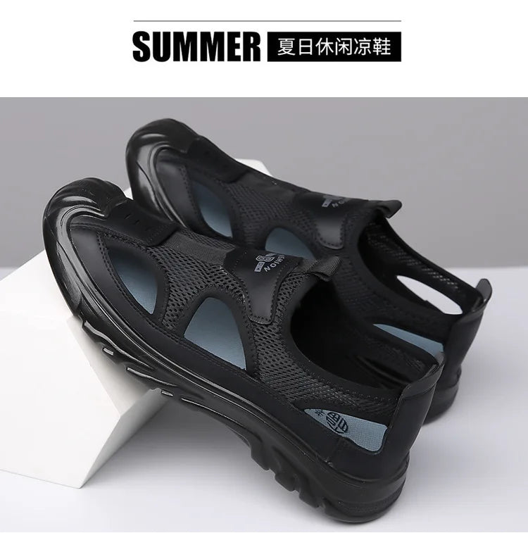 Summer Breathable Men's Bag Head Sandals Hollow Mesh Hole Shoes Outdoor Non-slip Lightweight Sports Leisure Beach Shoes