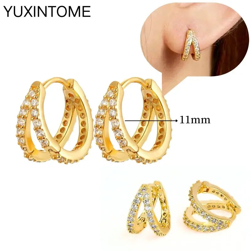 925 Sterling Silver Multi-Turn Hoop Earrings with White Zircon, Fashion Punk Jewelry for Women