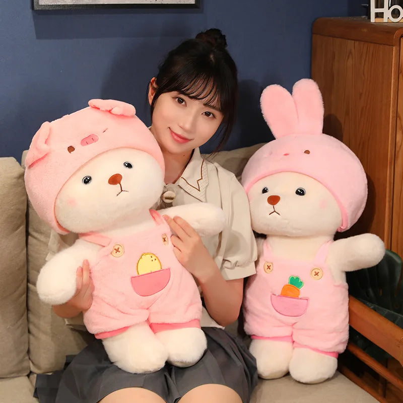 Anime Plush Toy 25/35cm – Jointed Bear, Bunny, Duck, Shark, and Pig Stuffed Animal