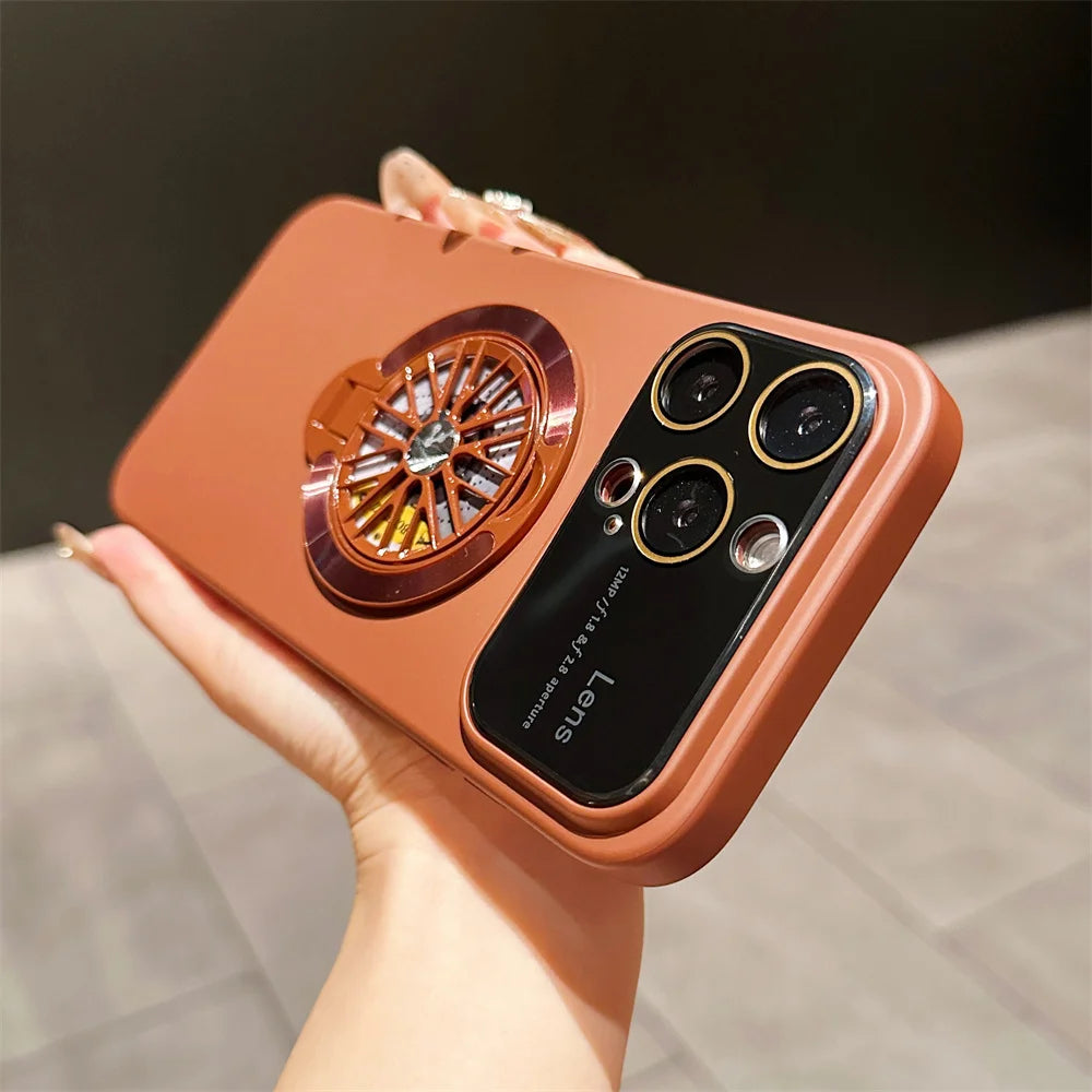 MagSafe Rotating Gyro Stand Phone Case with Camera Lens Protection for iPhone 16/15/14/13/12/11 Pro Max & Plus
