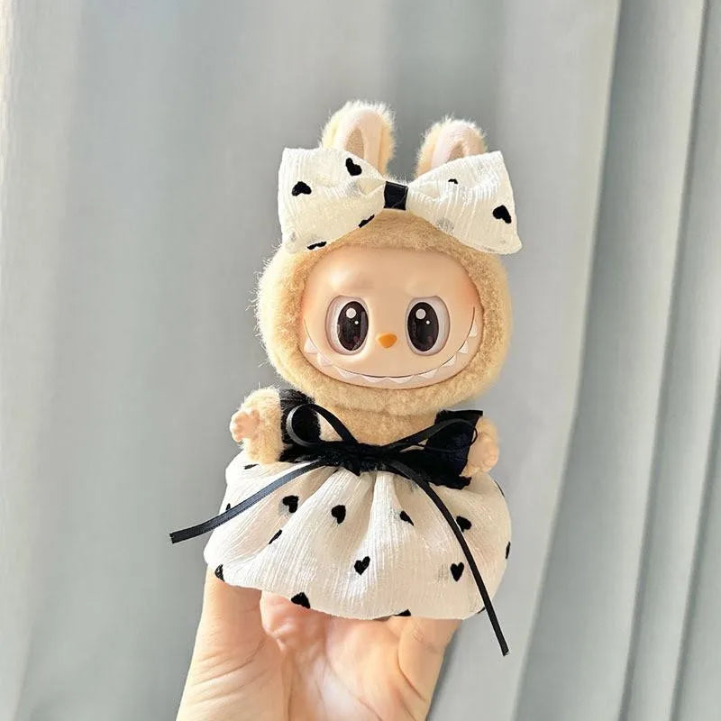 17cm Labubu Doll Clothes Outfit – Accessories for Kpop EXO Labubu Idol V1/V2, Skirt & Sweater Clothing Gift"