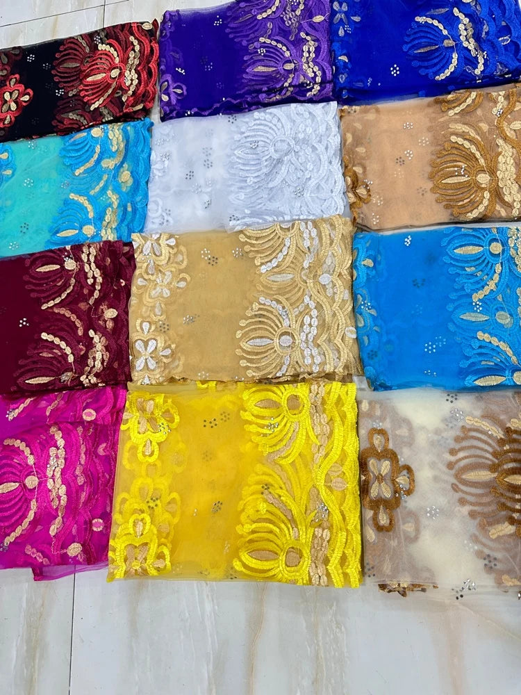 Women's Embroidered Voile Hijab Scarf