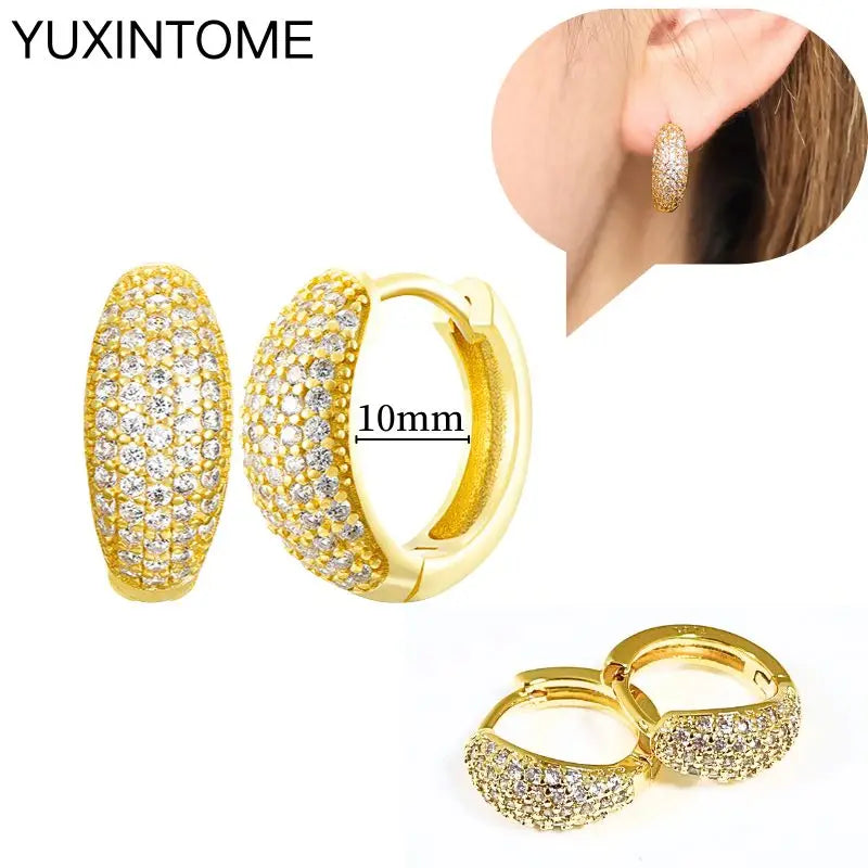 925 Sterling Silver Multi-Turn Hoop Earrings with White Zircon, Fashion Punk Jewelry for Women