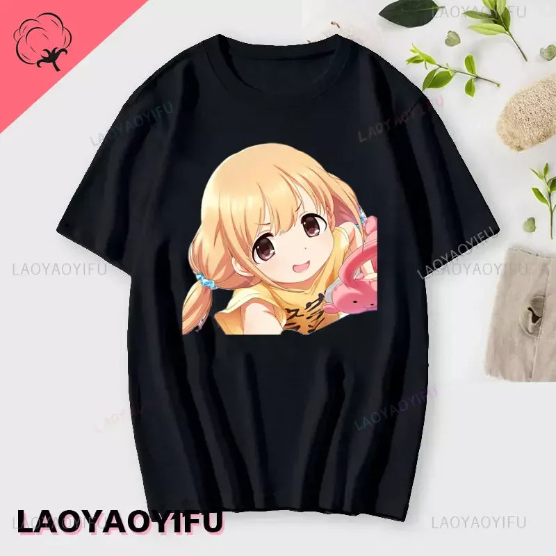 Anzu Futaba Version T-Shirt 2025 New Kawaii Anime Cotton T-shirt Tees for Men Funny cartoon Otaku T-shirt