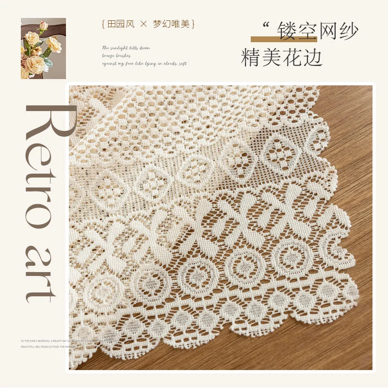 2025 New Gentle Elegant French Mesh Tablecloth Wedding Dessert Table Dining Table Decorative Tablecloth