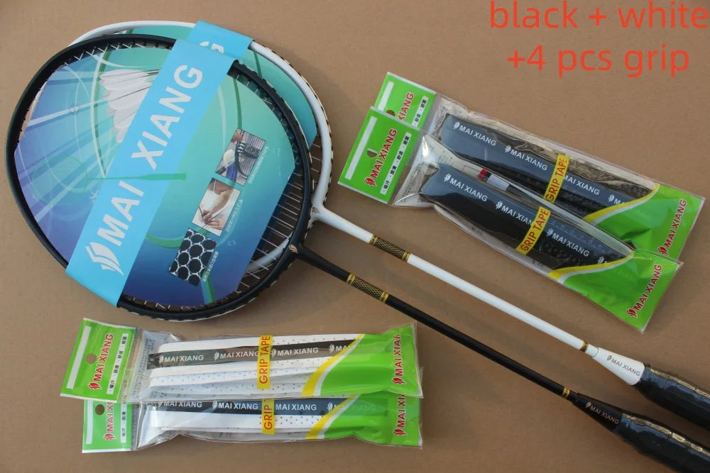 2PCS MAI XIANG Composite Carbon Badminton Rackets – Lightweight Racquets for Beginner & Training Use