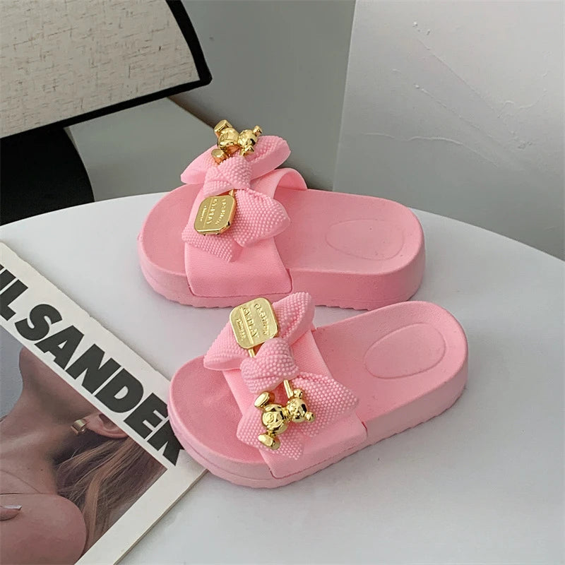 Fashion Girls’ Slippers – Simple Children’s Shoes with Thick Soles, Anti-Slip Design