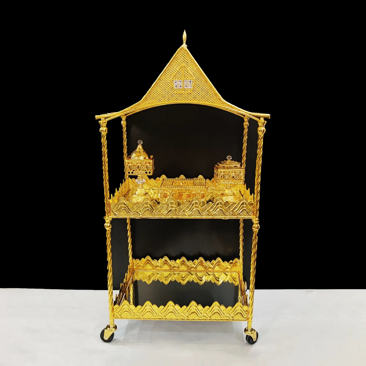 Middle Eastern Arabian Popular Eritrea Ethiopia Habesha Luxury Incense Burner – Aromatherapy Coffee Table Metal Ornament Set for High-End Home Décor