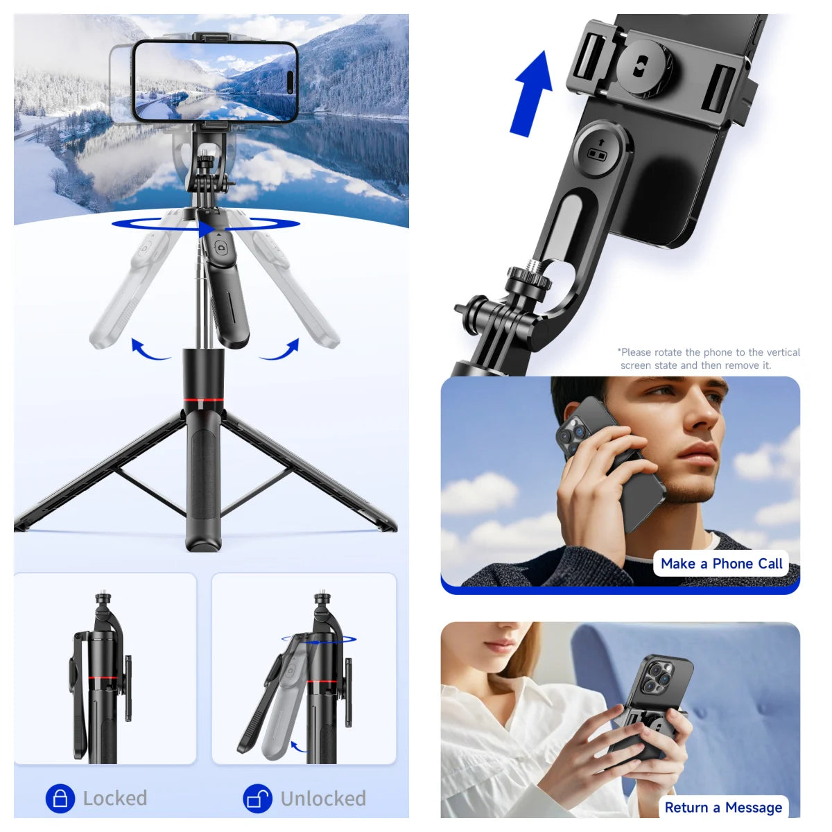Wireless Selfie Stick Tripod with Bluetooth Remote and Fill Light