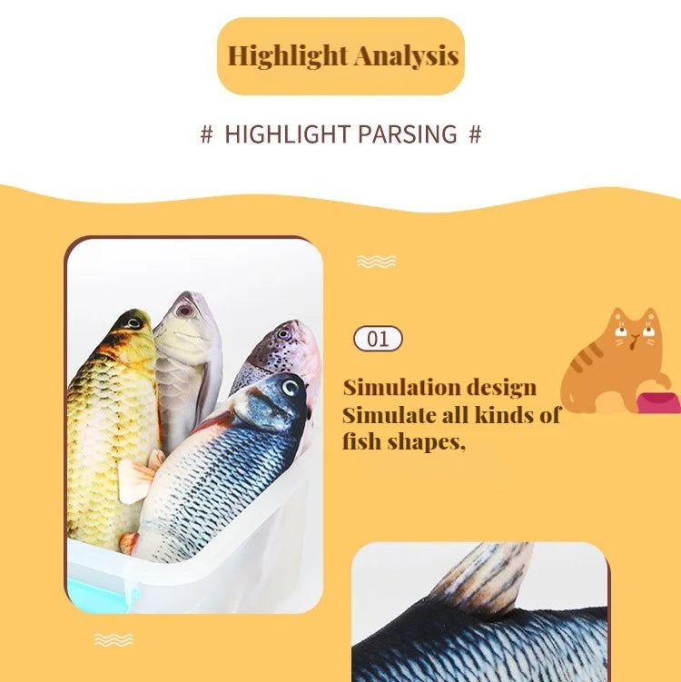 Interactive Electric Fish Cat Toy with USB Rechargeable Motion for Chewing, Playing & Entertainment