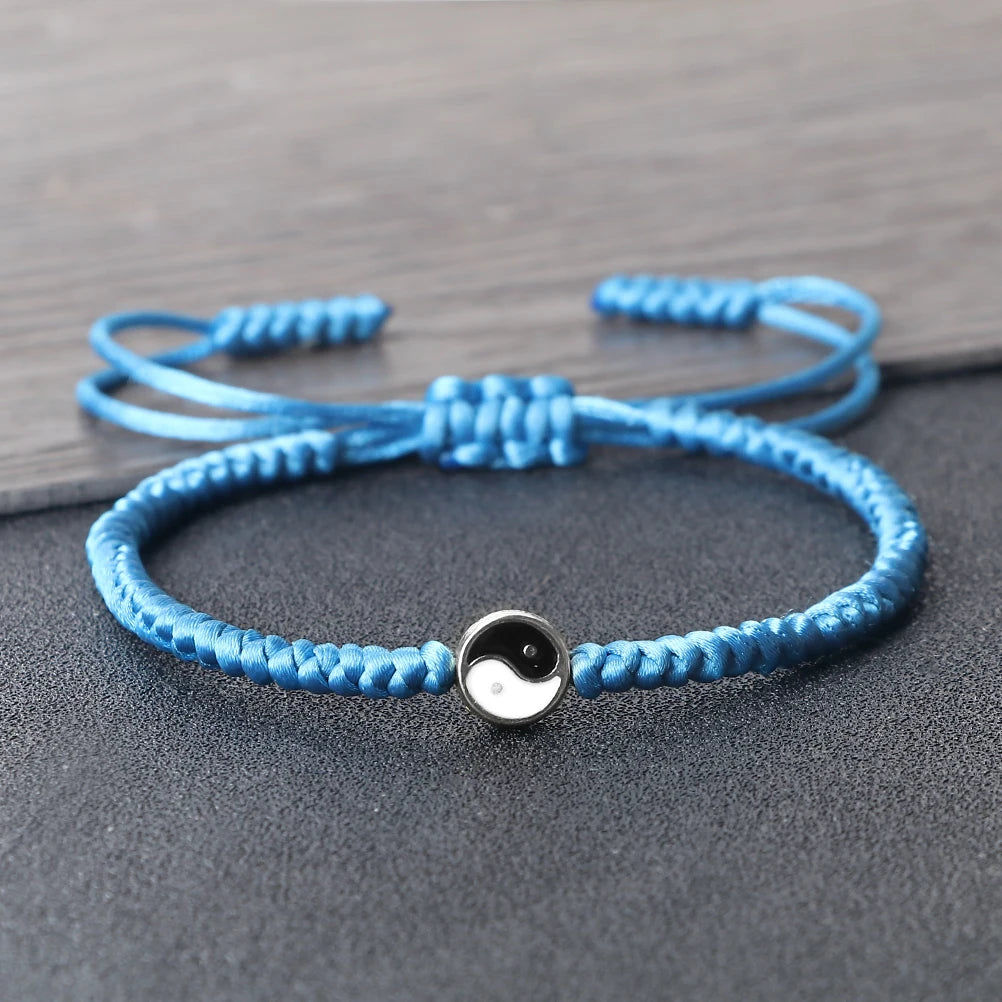 Yin Yang Tai Chi Pendant Bracelets For Men Women Handmade Adjustable Rope Couple Bracelets Fashion Friendship Jewelry Gifts